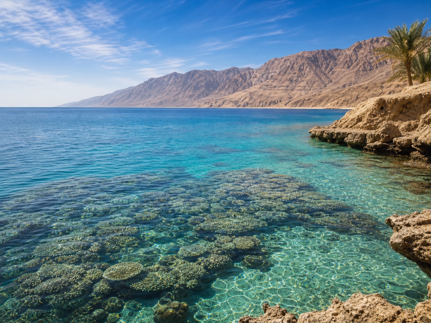 Klares Wasser und Korallen am Roten Meer